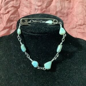 Elegant Silver Bracelet With Blue Stones